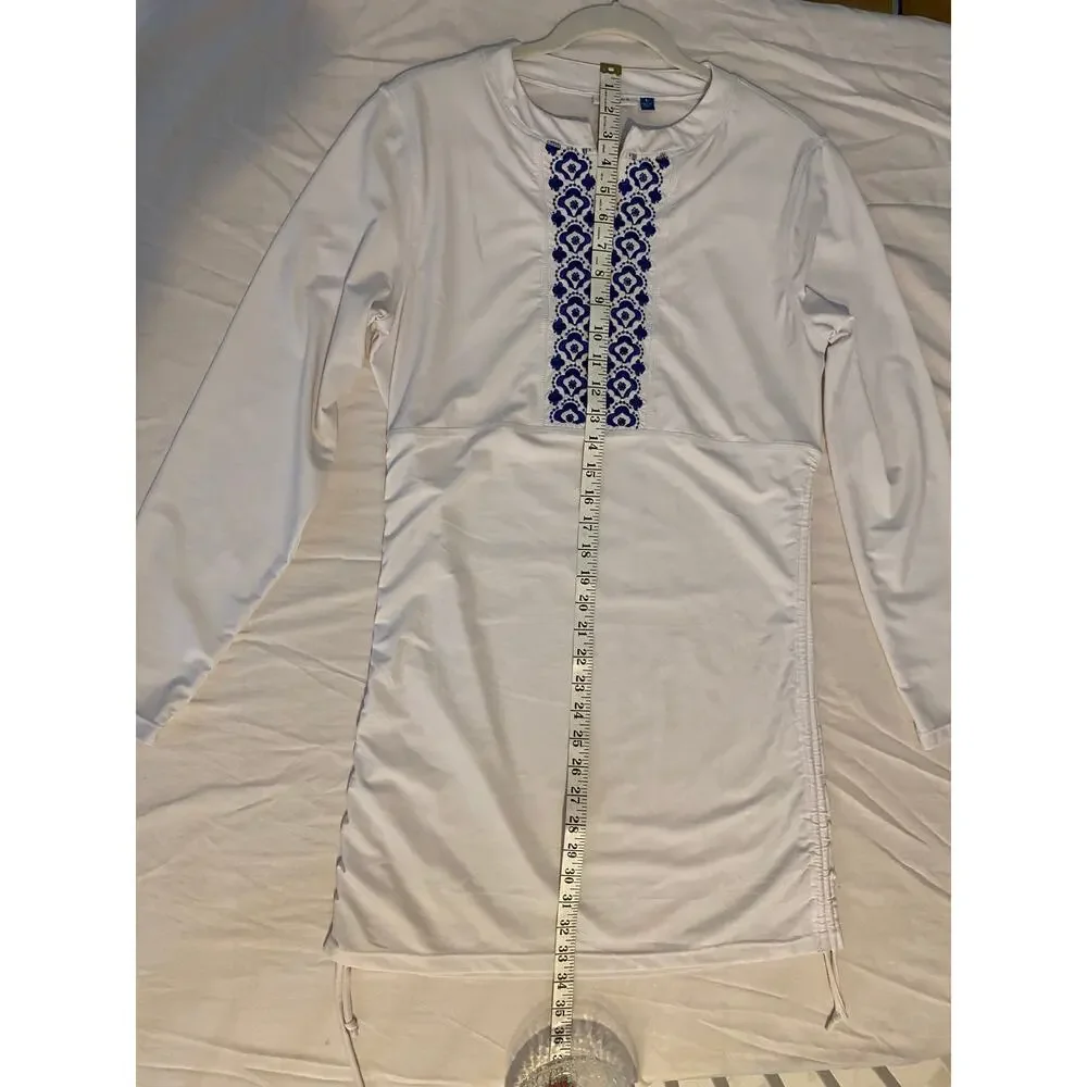 Cabana Life Women Sport Dress Beach Cover White Athletic fit Pullover Size L